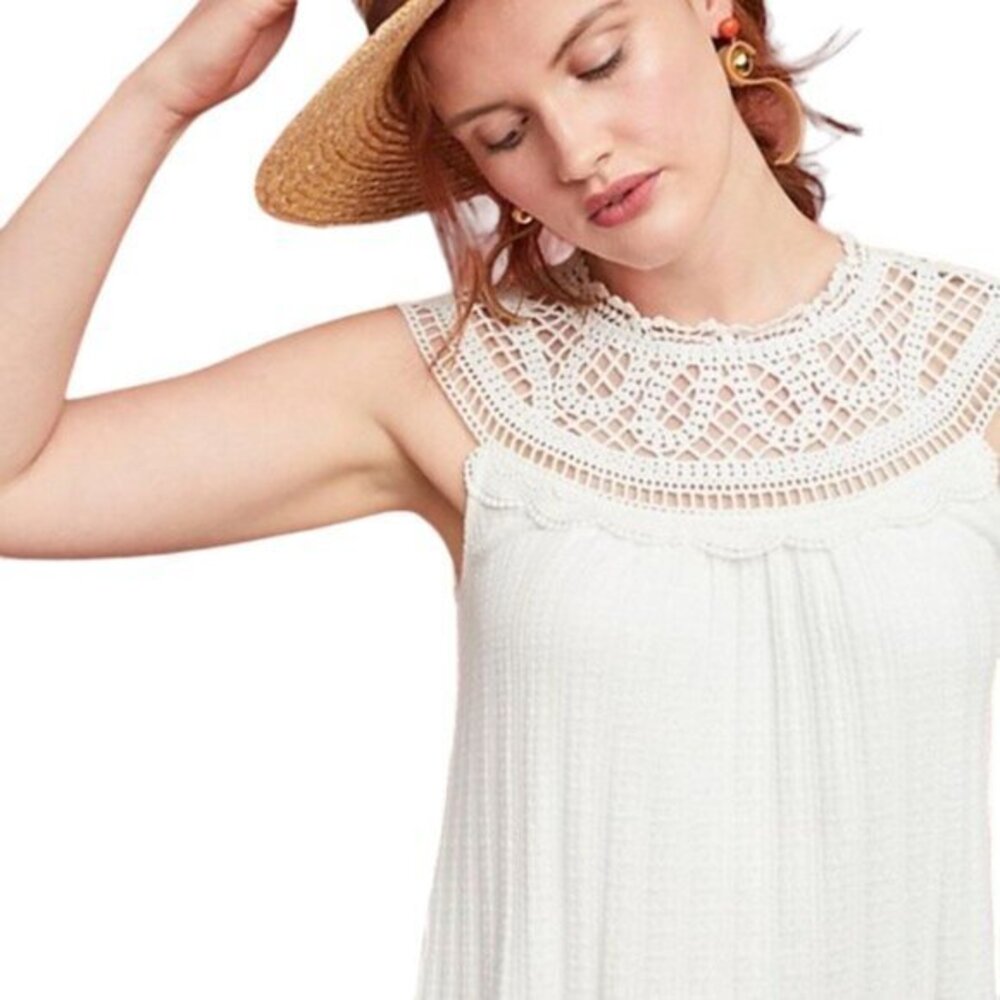 Meadow Rue Anthropologie Sierra Crochet Sleeveless Cream Blouse Size X-Small EUC